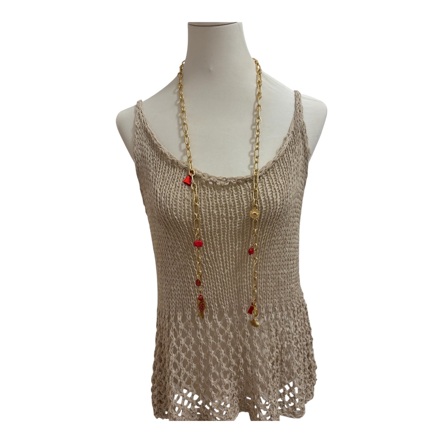 Goldfarbene Statement Kette mit verschiedenen Anhänger