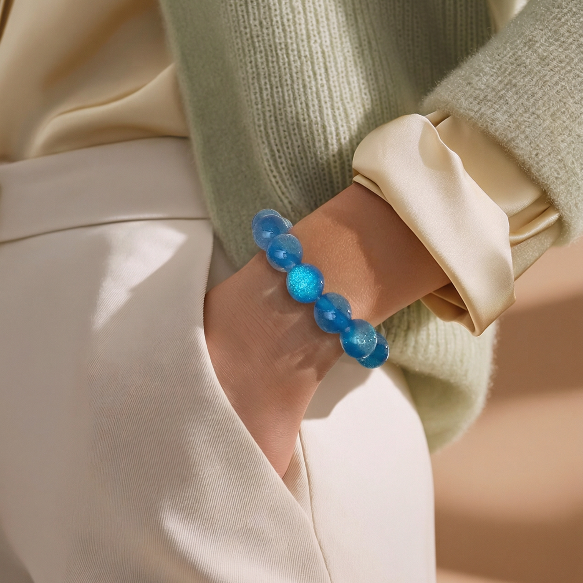 Perlenarmband in Blau für Damen