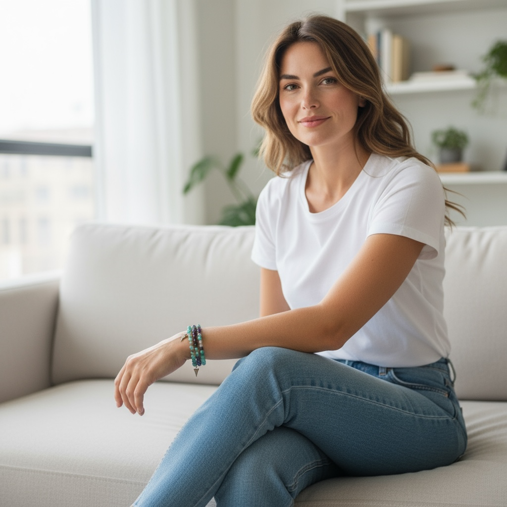 BOSTON - Perlenarmband zum Wickeln mit Herzanhänger