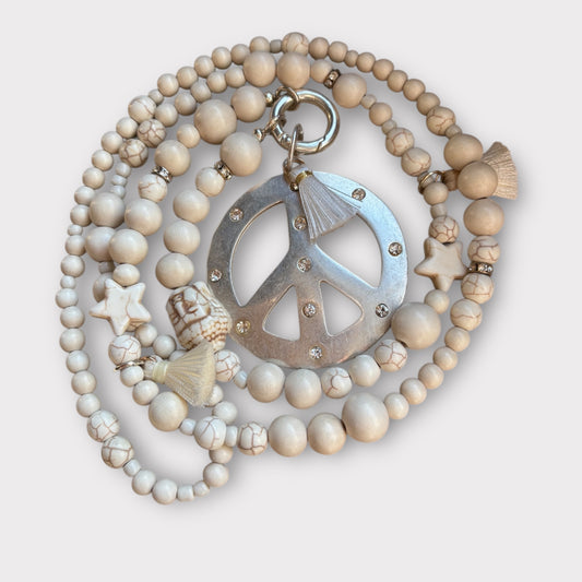Lange Wechselkette BIG LOVE mit einem Peace Anhänger