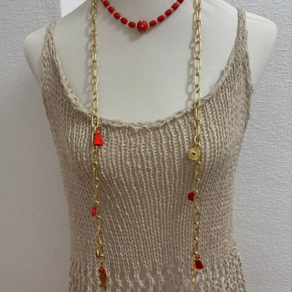 Goldfarbene Statement Kette mit verschiedenen Anhänger