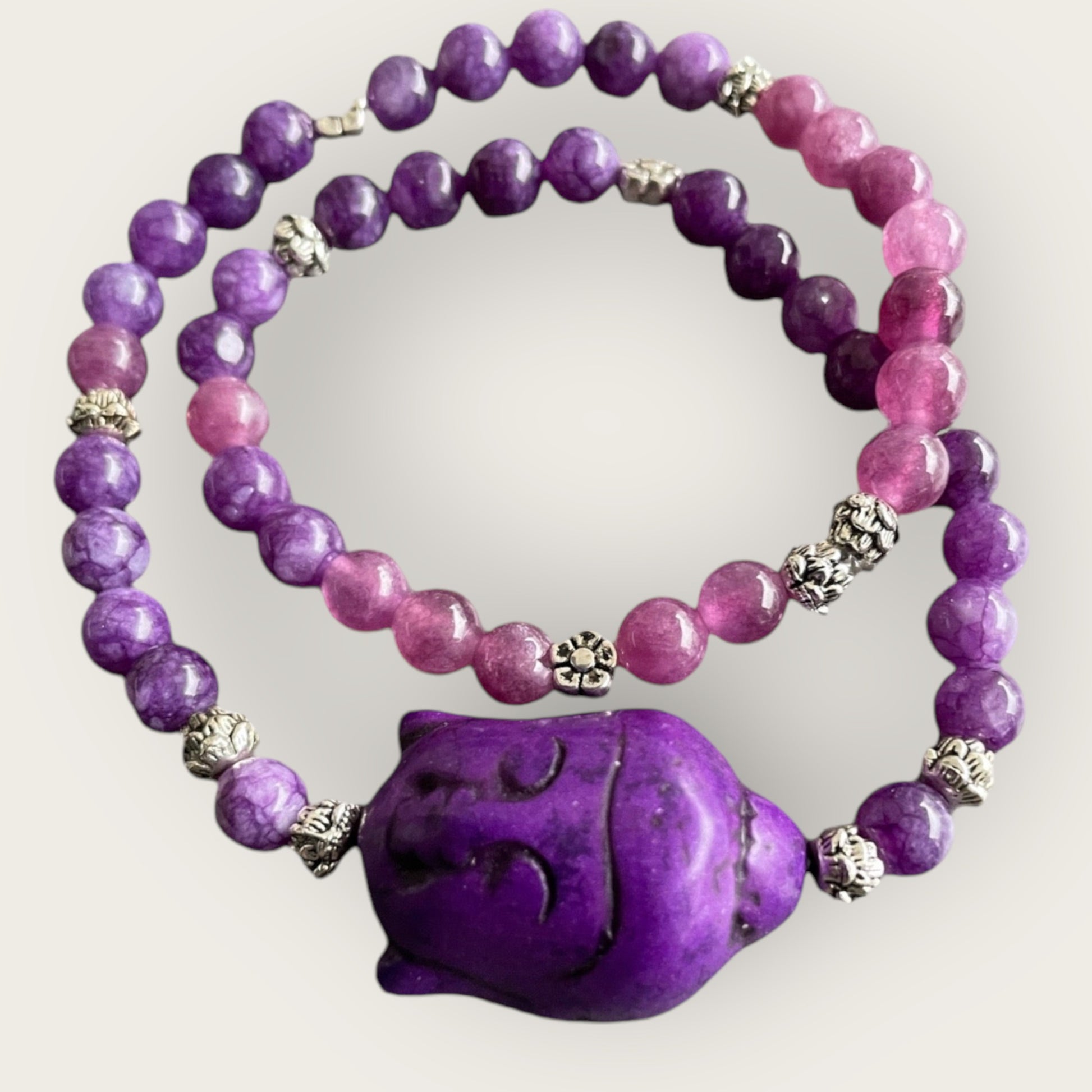 Amethyst Armband mit Buddha Perle 