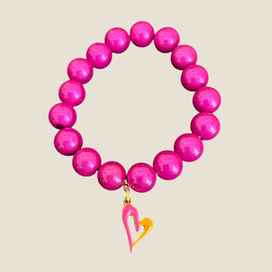 Armband HEARTDREAM aus Miracle Perlen in pink mit einem Anhänger Herz