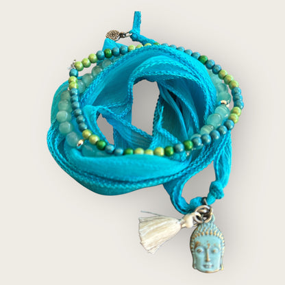 Armbandset BLUE DREAM bestehend aus Perlenarmband und Wickelarmband