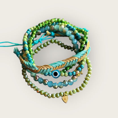 Armband Set BLUE WATER in den Farben Türkis und Grün