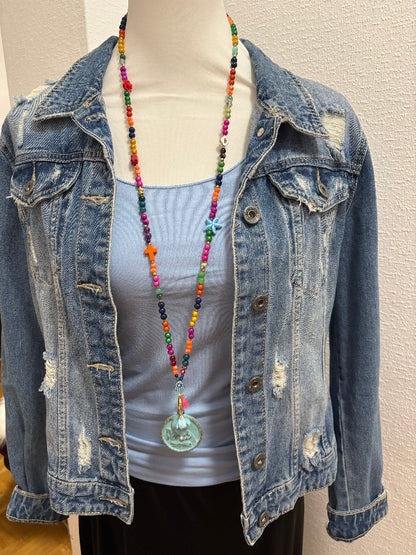 Casa-Petrada Summer Buddha Kette kombiniert mit Jeansjacke