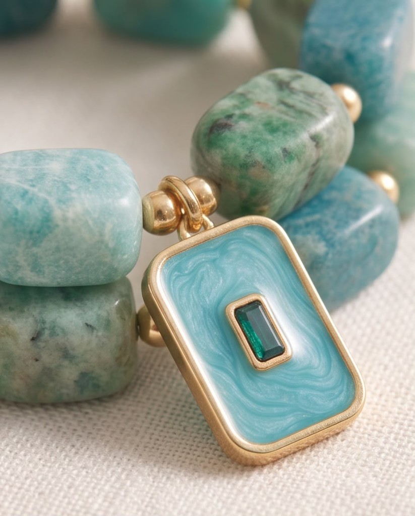 Handgefertigtes Armband mit Gold-Anhänger